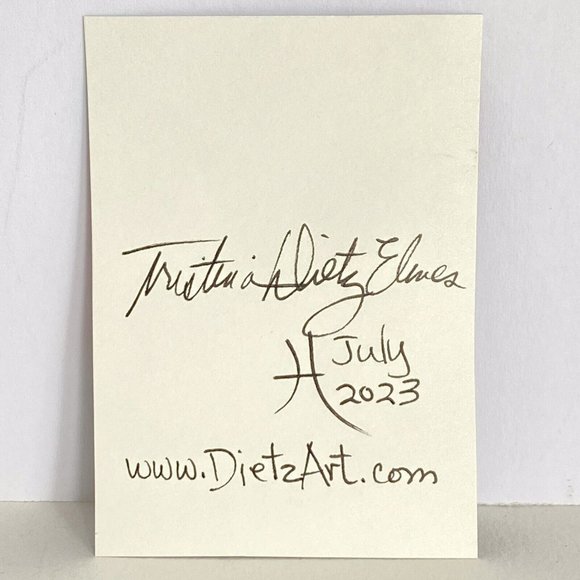 ACEO Original Acrylic Painting France Postage Stamp Art Tristina Dietz Elmes ATC - Picture 3 of 3